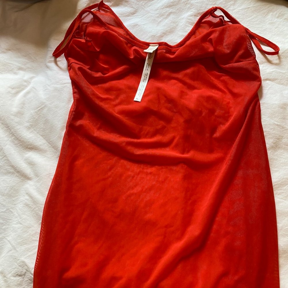 Laina Rauma Fine Mesh XL Mini Dress in Hot Lips Red